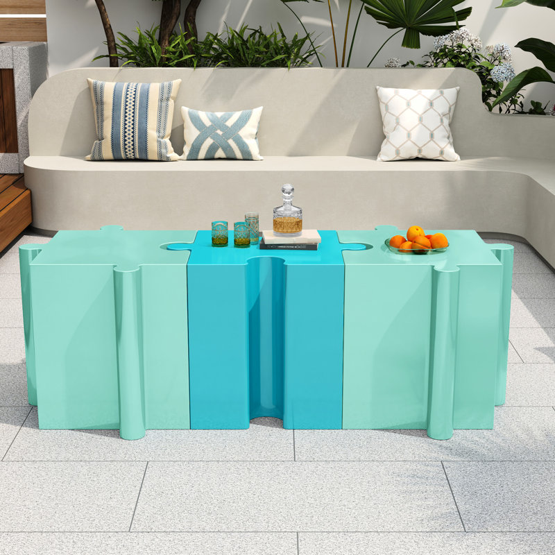 Table d'appoint modulaire en forme de casse-tête, idéale pour l'intérieur et l'extérieur. Aucun assemblage requis. Bord convexe et espace généreux. Hauteur : 46 cm (18,1 po).