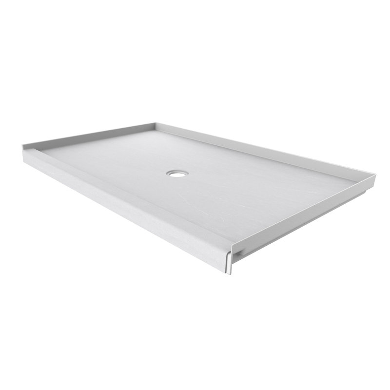 Base de douche en alcôve avec drain central en sel de mer FlexStone® l 60 po x P 36 po, Sel de mer