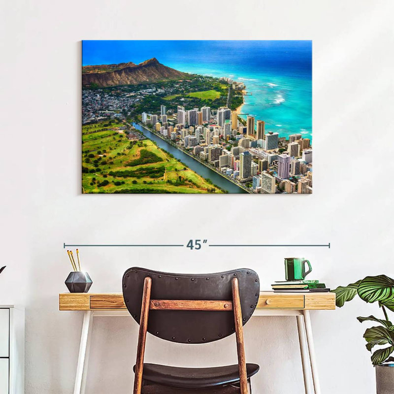 Waikiki vu d'en haut, H 26 po x l 39 po