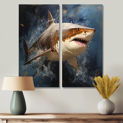 Underwater Shark Attack I - Décoration murale moderne verte