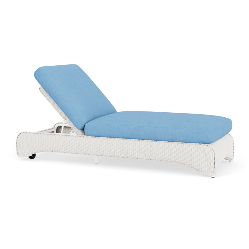 Loom Outdoor Chaise Lounge, White, Beach Navy