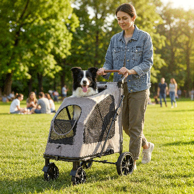 Magshion Pet Stroller With Ramp For Large Dogs Up To 100Lbs, All-Terrain  Foldable Pet Gear With Mesh Windows & 360 Wheels For Multiple Pets |  Wayfair