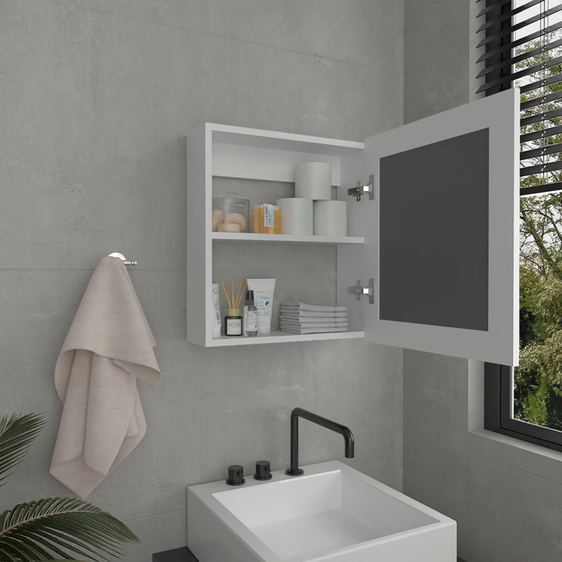 Armoire à pharmacie avec porte-miroir 20,5 po de hauteur avec deux tablettes intérieures pour la salle de bain, la cuisine et le vestibule Luma
