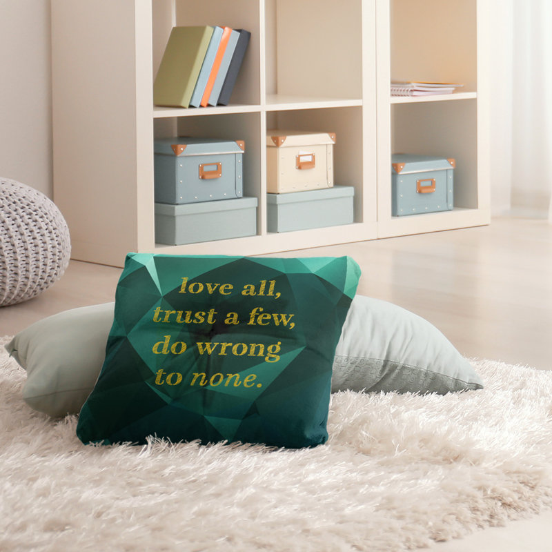 Coussin intérieur / extérieur Do No Wrong, H 26 po x l 26 po, Émeraude / or
