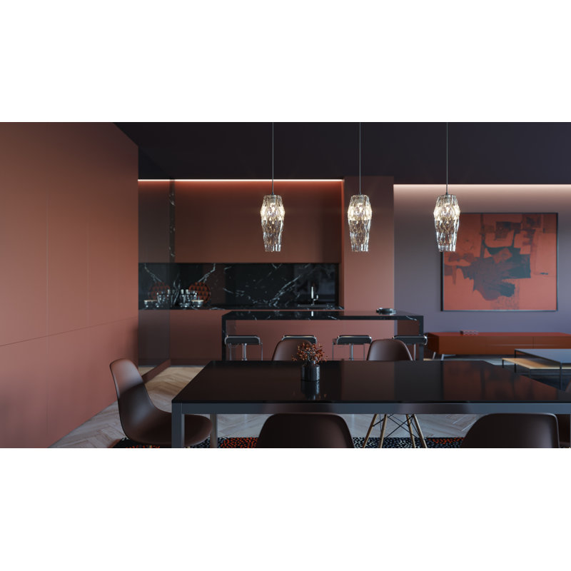 Luminaire suspendu triple Dhumma, base moyenne, l 120 V, Blanc à facettes