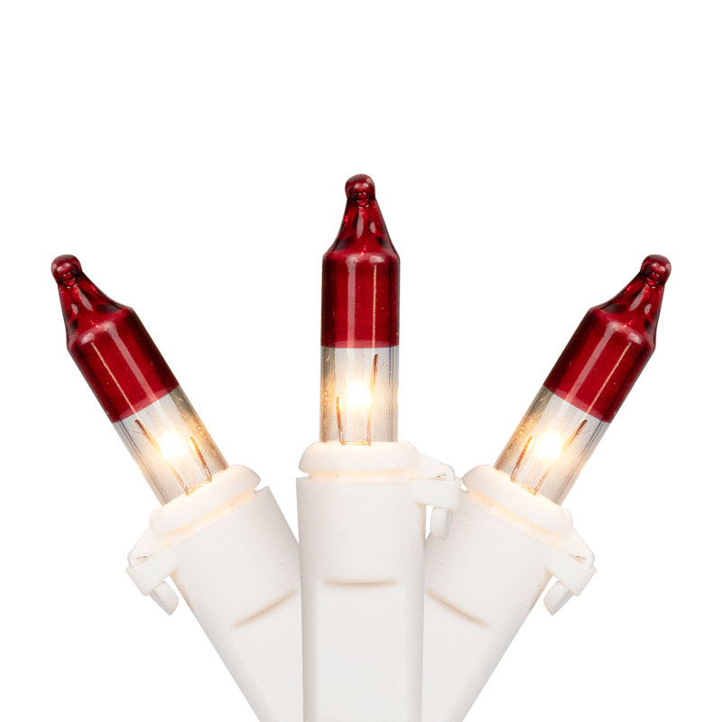 Mini ensemble de lumières de Noël - fil vert, 135", Transparent/ rouge/ blanc