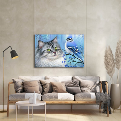 'Blue Winter Friend3' by Bridget Voth, Acrylic Glass Wall Art, 36"x24"