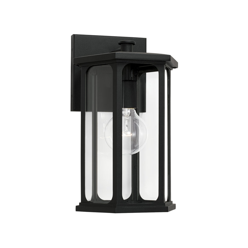 Black and Clear Glass Outdoor Wall Lantern