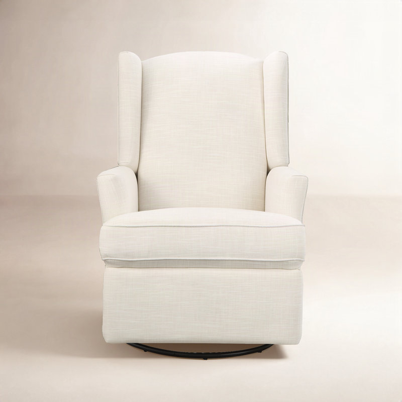 Swivel Reclining Glider, Ivory Polyester Blend