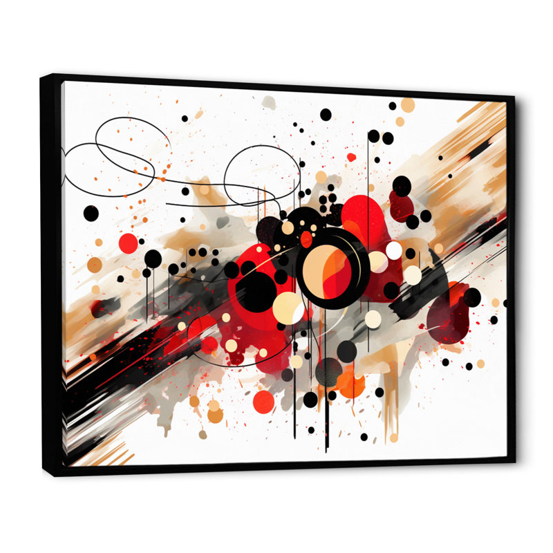 Symphonie abstraite rouge et noire I sur toile, H 34 po x l 44 po x P 1,5 po, Cadre flottant noir