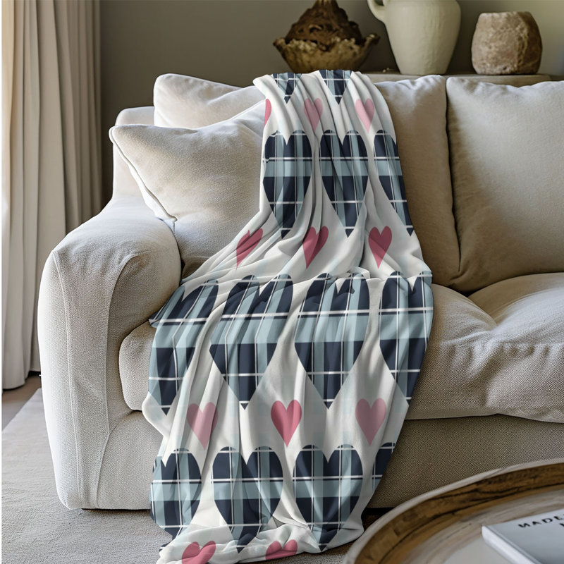 Love Plaid Delight - couverture en sherpa de qualité supérieure 1 pièce, Grand lit