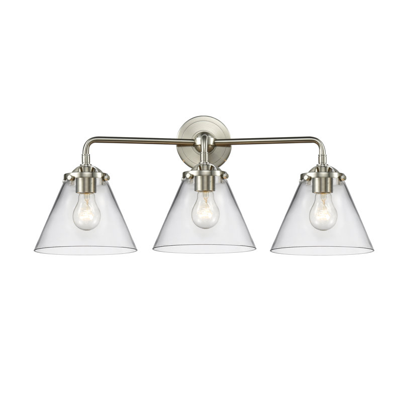 Éclairage pour meuble-lavabo 2 lumières Taryn, Incandescent, Transparent, Nickel satiné brossé