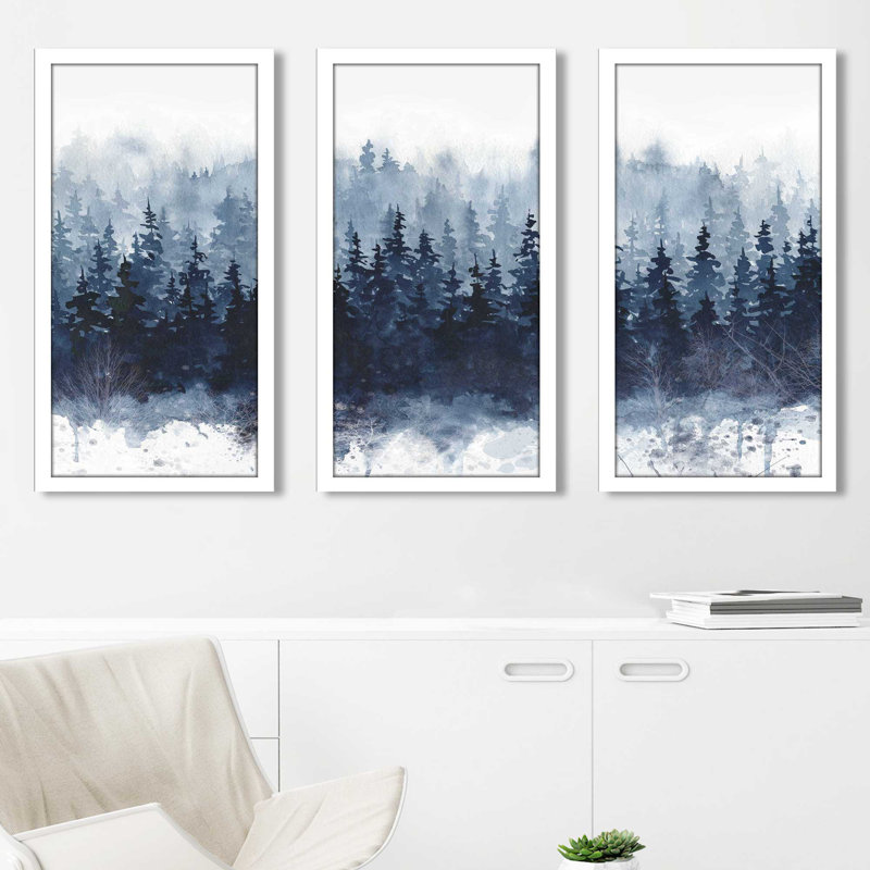 «Indigo Forest», reproduction sur acrylique 3 pièces, H 25,5 po x l 40,5 po x P 1 po