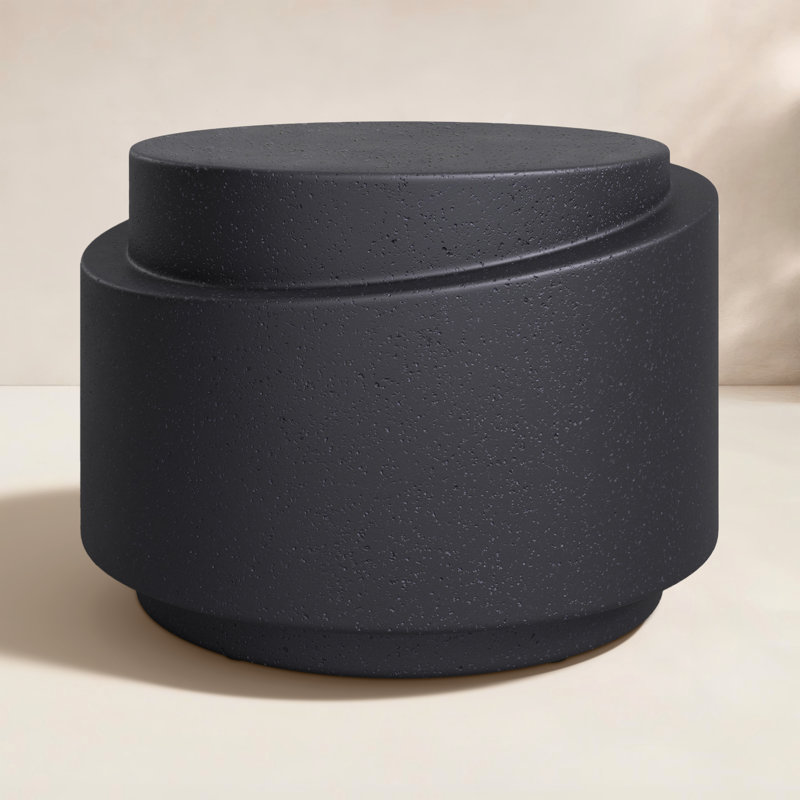 Table d'appoint ronde d'extérieur 25 po Anru, Noir