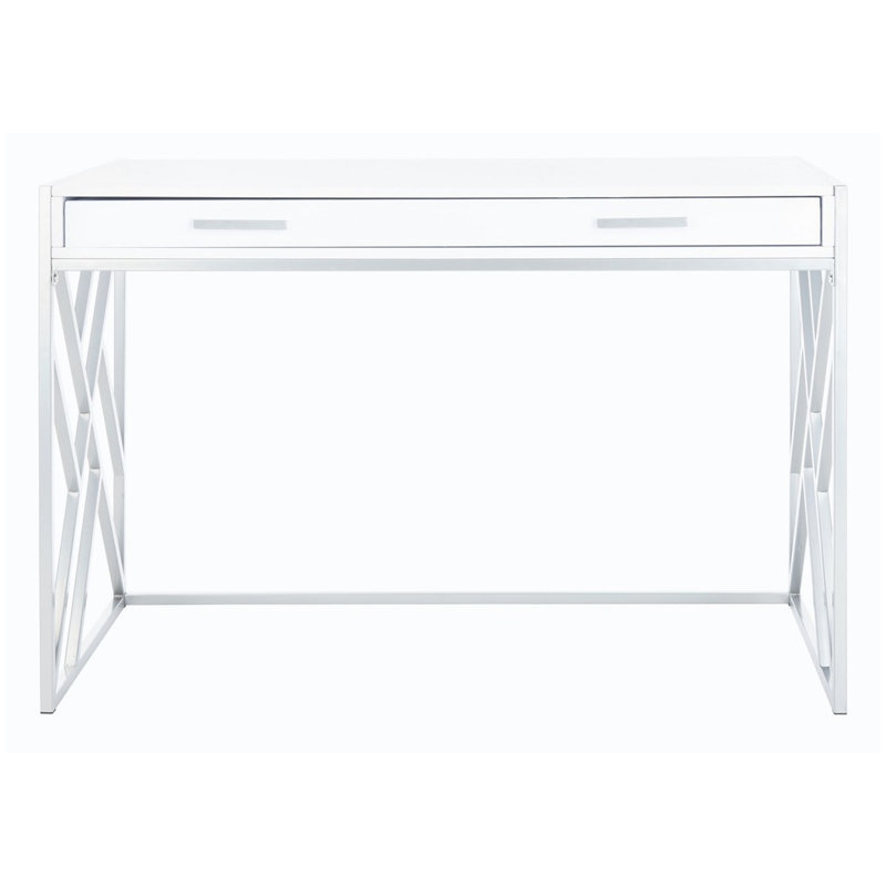 Lovesta Metal Base Writing Desk, White/Silver