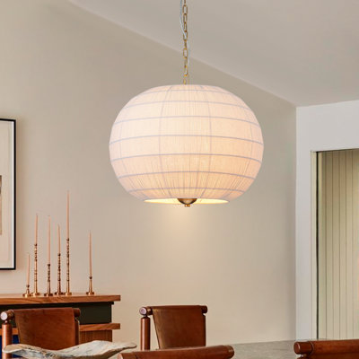 Kuriko 6 - Light Brass Painted Natural Ivory Hand-Woven Rope Large Globe Chandelier
