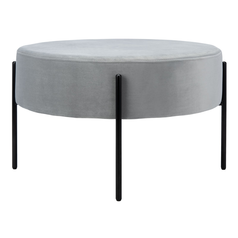 Repose-pieds de cocktail rond en velours 31,5 po Lisbon, Velours gris