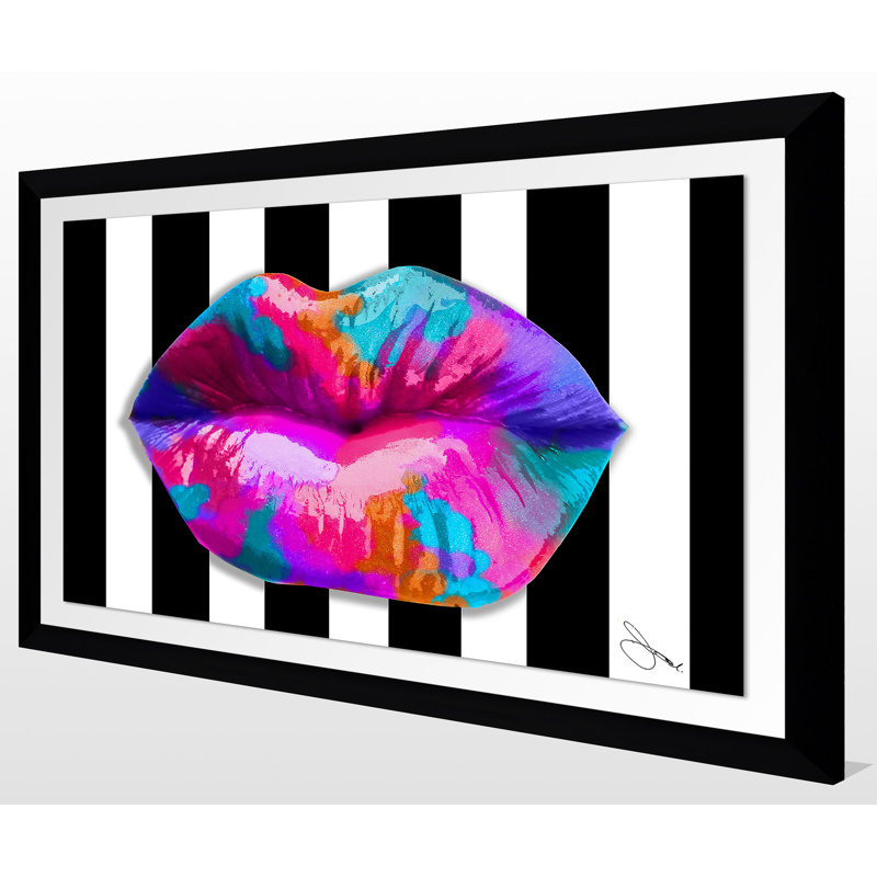«Pucker Up», impression, H 33,5 po x l 49,5 po x P 1 po, Cadre noir