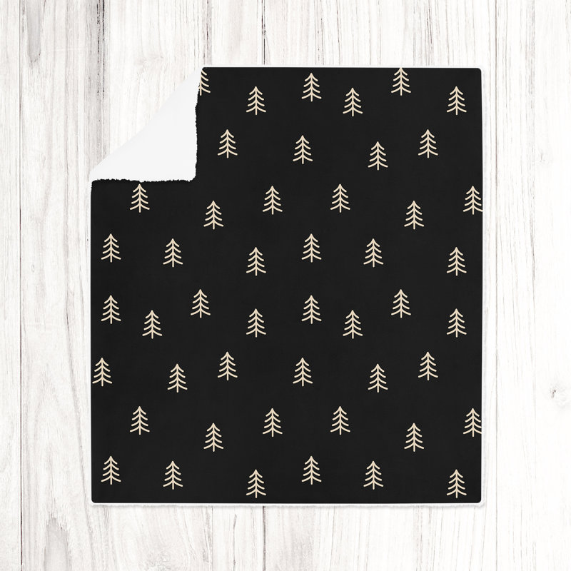 Throw Blanket, 68" W x 80" L, Floral/Abstract, Black/White