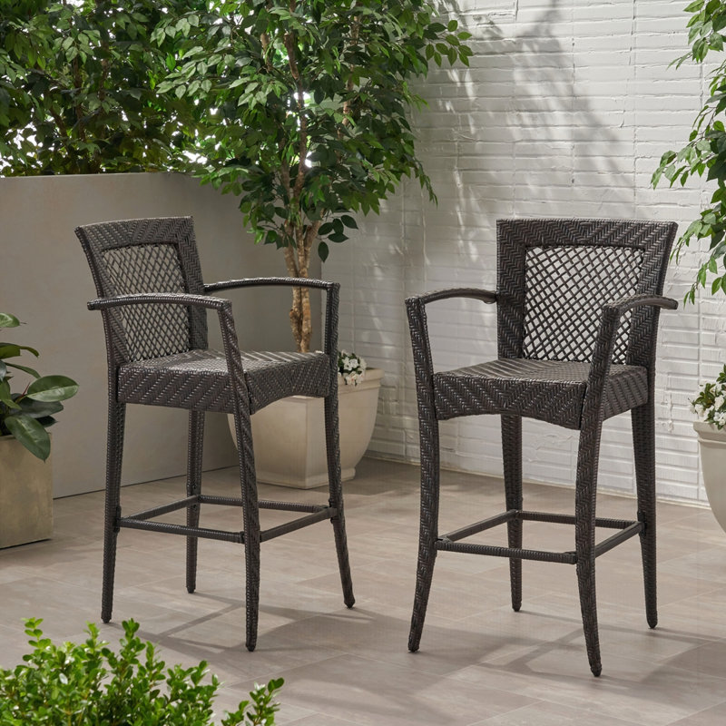 Outdoor PE rattan Barstools Set of 2