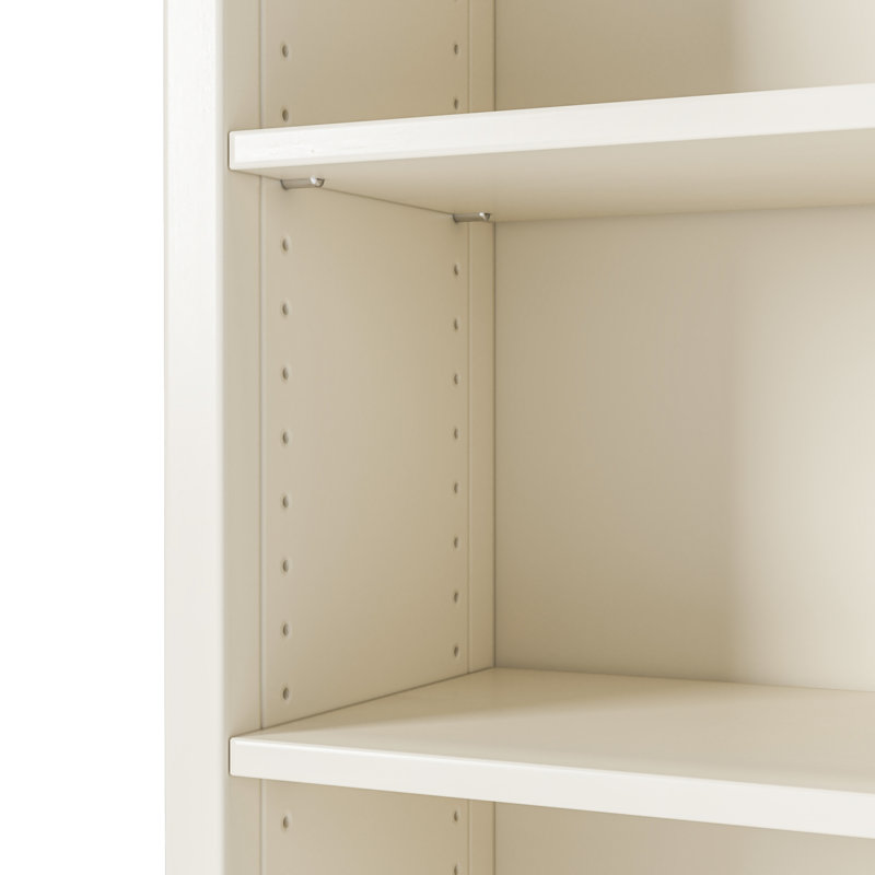 Bibliothèque en bois massif de style Shaker classique, (6 tablettes) H 72 po x l 30 po x P 13,25 po, Blanc cassé
