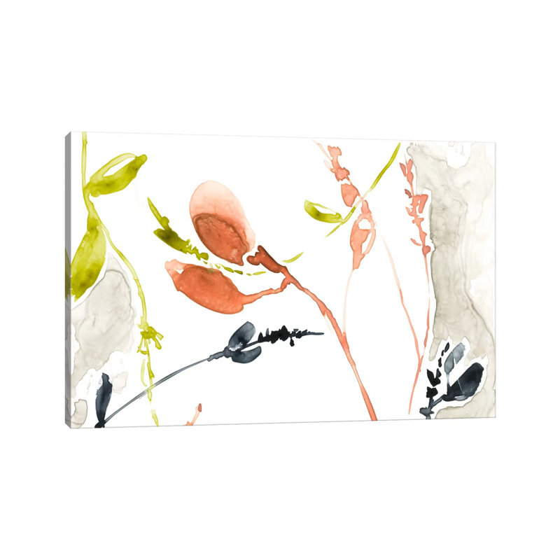 Coral & Navy I by Jennifer Goldberger - Wrapped Canvas Painting, 30.48 cm H x 45.72 cm W