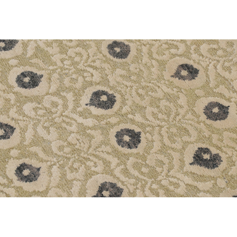 Block Print Handmade Kilim Silk and Wool Floral Area Rug