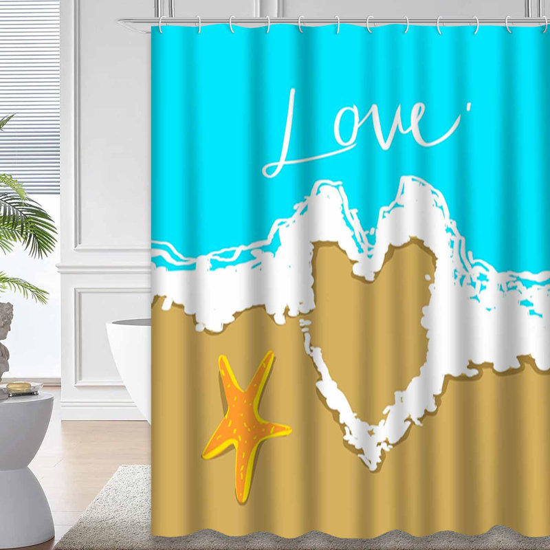 Étoile de mer tirée au cœur, amour de plage, peinture numérique, jour de la côte aquatique avec 12 crochets