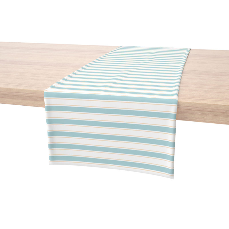 Fabric Textile Products, Inc. Table Runner, 100% Cotton, 16X72", Blue Horizontal Stripe