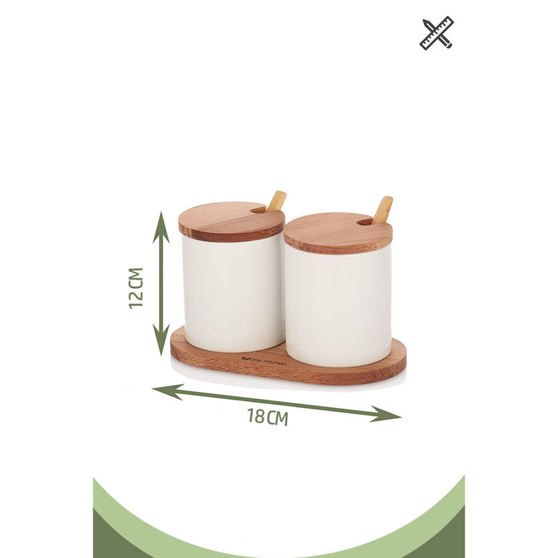 Freestanding Wood Spice Jar & Rack Set