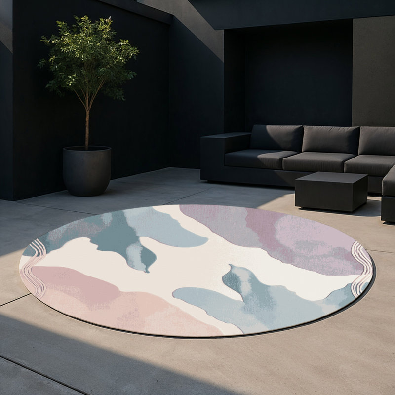 Tapis intérieur et extérieur Golden Tide, Rond 5 pi