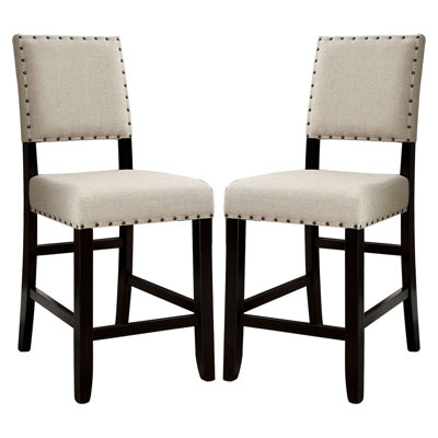 Counter Height Chairs In Antique Black And Beige With Breathable Fabric Construction