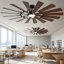 Ventilateur de plafond de 70 pouces avec télécommande, 16 pales de ventilateur en contreplaqué double face, 6 réglages de vitesse, rotation bidirectionnelle, 3 CCT, éclairage à intensité variable, convient aux grands espaces