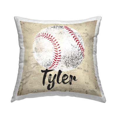 Coussin d'extérieur imprimé Vintage Sports Baseball par Peter Horjus