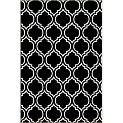 Black Themed Geometric Shape Patterned Creative Modern Decorative Carpet