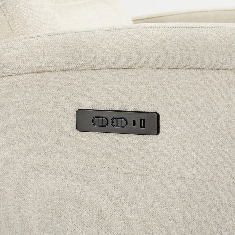 Nylie 33.3" Wide Glider Swivel Rocker Power Recliner, Linen, Dual Motor