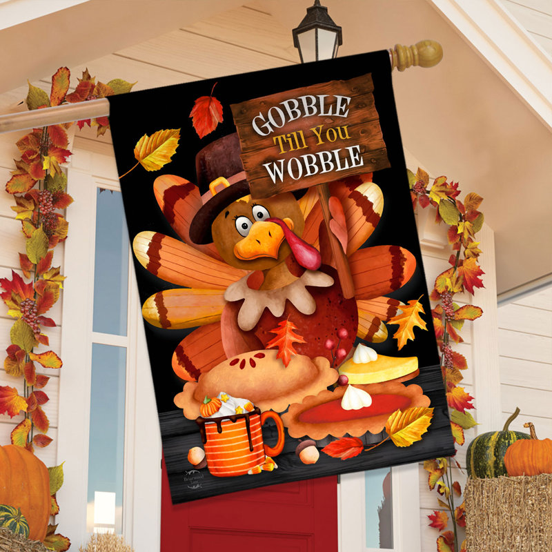 Drapeau de la maison turque Gobble Wobble, Thanksgiving orange/noir