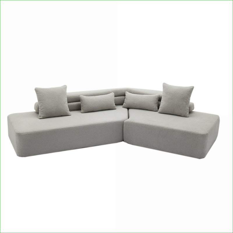 Canapé modulaire Louis Boucle, Polyester gris clair
