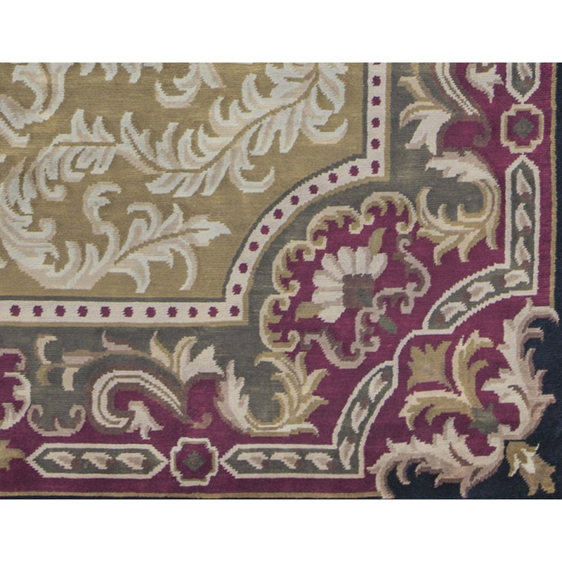 Hand-Knotted High-Quality Gold and Red Area Rug