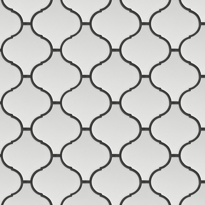 Carreau de mosaïque en porcelaine mate Arabesque 11,03 po x 9,69 po Porcetile, Blanc