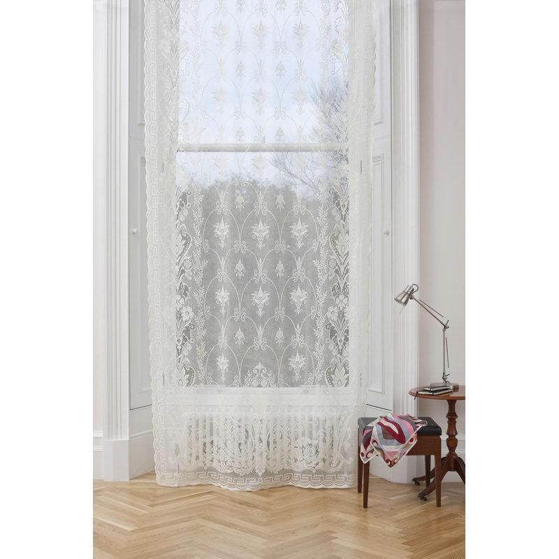 Letellier Cotton Blend Sheer Single Curtain Panel, Ivory, 150 W x 214 D cm