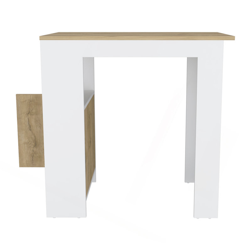 Kitchen Island 36" H, Three Open Side Storage Shelves And One Push-To-Open Cabinet, White/Macadamia