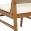 Ensemble bistro 3 pièces pour l'extérieur en bois d'acacia, table ronde avec 2 chaises, finition en teck avec coussins crème et dossier en osier brun clair, idéal pour le balcon, le patio et les petits espaces