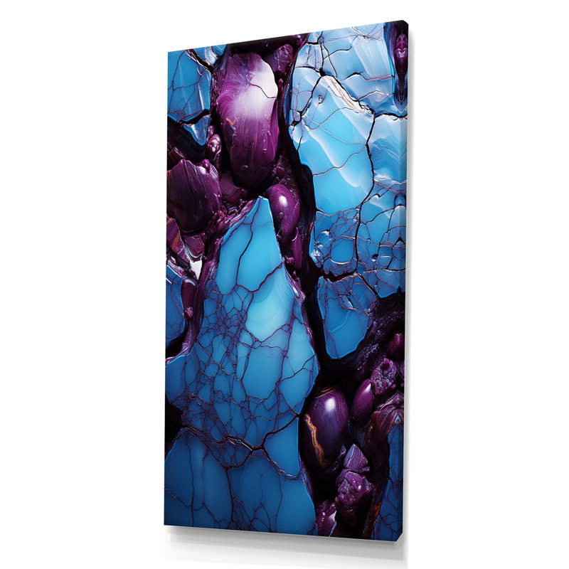 Bleu et mauve sans soudure Marble River I - Art mural abstrait, H 60 po x l 28 po x P 1,5 po, Toile tendue