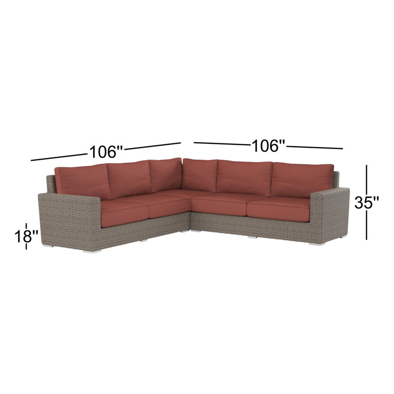 Coronado Patio Sectional with Sunbrella Cushions, Canvas Henna Sunbrella® Canvas