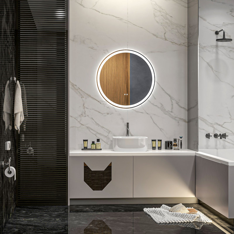 Metal Round Wall Mirror, 152.4 cm H x 152.4 cm W