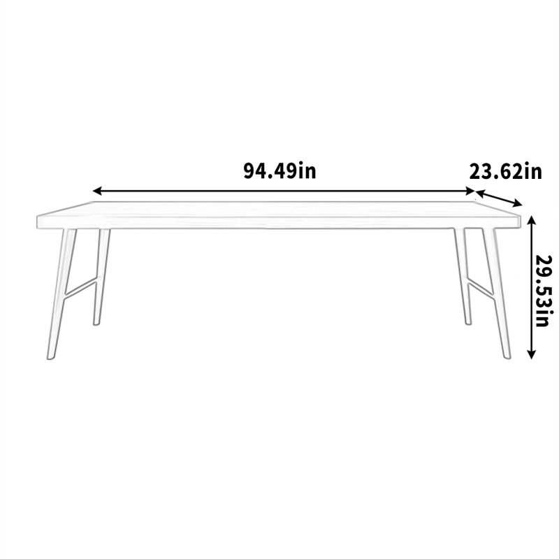 Pieds en pin massif massif, H 29,53 po x l 94,49 po x P 23,62 po
