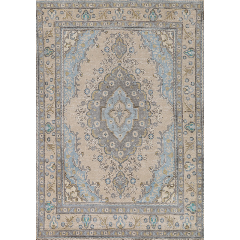 Tapis traditionnel en laine à motif géométrique 6 x 9