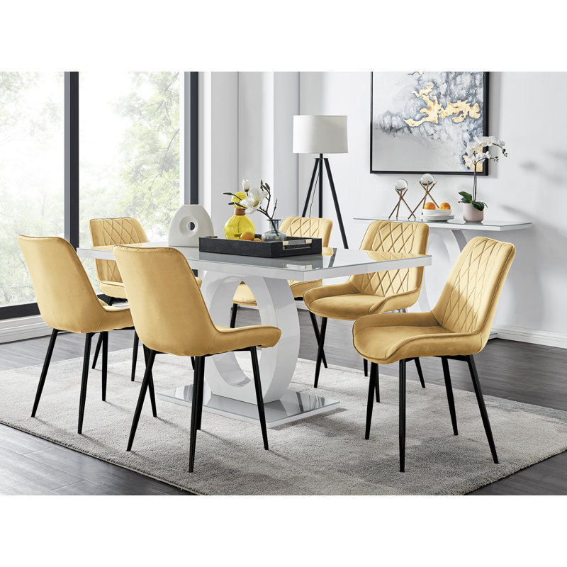 Bekircan 6 - Person Dining Set, Mustard/Black