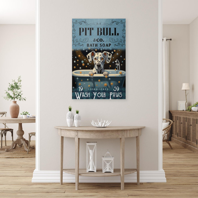 Pitbull Bath Soap - 1 pièce, reproduction d'art graphique sur toile tendue, H 14 po x l 11 po x P 1,25 po